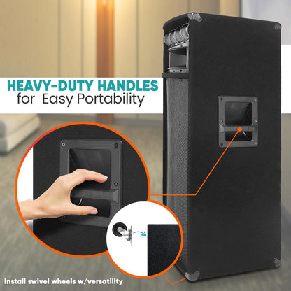 Sistema de altavoces PA portátil de 1600W, woofers dobles de 12, construcción de MDF