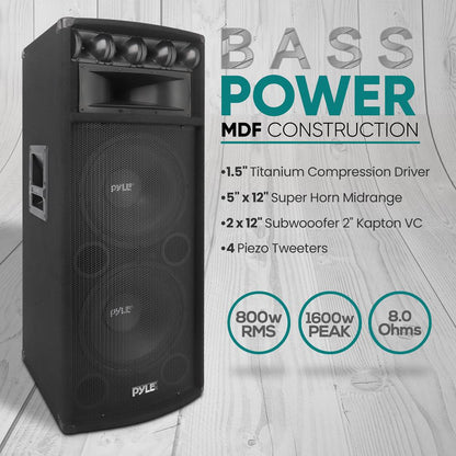 Sistema de altavoces PA portátil de 1600W, woofers dobles de 12, construcción de MDF