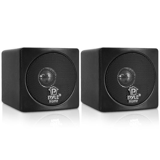 Mini Cube Bookshelf Speakers 100W 3 Paper Cone Driver Pair