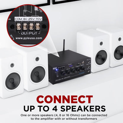 Kompaktný PA zosilňovač 40 W s mikrofónovými vstupmi a Bluetooth