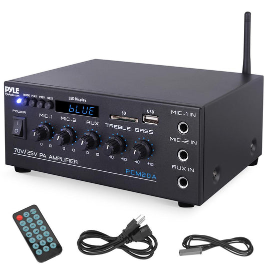 Kompakts 40 W PA pastiprinātājs ar mikrofona ieejām un Bluetooth