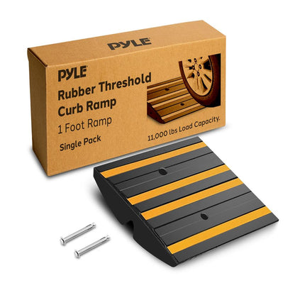 Rubber Curb Ramp 11000 lbs Capacity Non-Slip Waterproof Yellow Strips