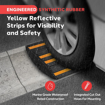 Rubber Curb Ramp 11000 lbs Capacity Non-Slip Waterproof Yellow Strips