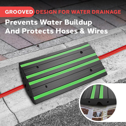 Rampa de borracha para lancil de 2 ft antiderrapante impermeável com faixa refletora verde