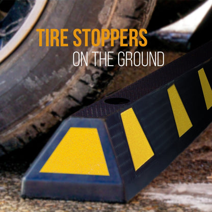 Parkeer-stoeprandstopper beschermt bumpers extra stevig rubber met gele strips