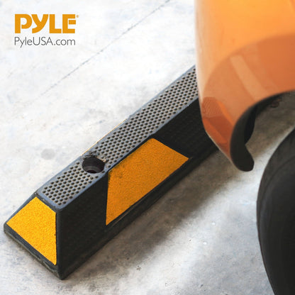 Parkeer-stoeprandstopper beschermt bumpers extra stevig rubber met gele strips