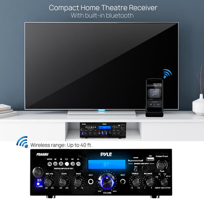 Amplificatore stereo Bluetooth da 200 W per casa con FM e USB