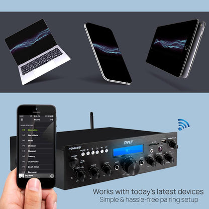 Amplificatore stereo Bluetooth da 200 W per casa con FM e USB