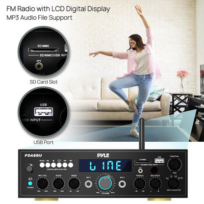 Amplificatore stereo Bluetooth da 200 W per casa con FM e USB