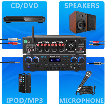 Bluetooth stereo zesilovač 800 W s FM rádiem a USB