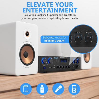 Bluetooth stereo zesilovač 800 W s FM rádiem a USB
