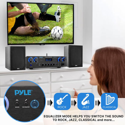 Bluetooth stereo zesilovač 800 W s FM rádiem a USB