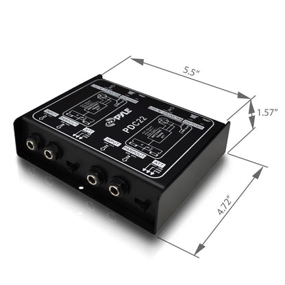 Dobbelt passiv DI-boks - brumeliminator med stålkabinet 1/4" til XLR