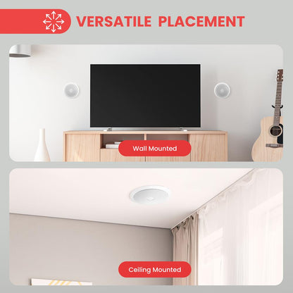 Coppia di altoparlanti da soffitto/parete a incasso da 6.5", 250 W, tweeter in titanio, montaggio a filo