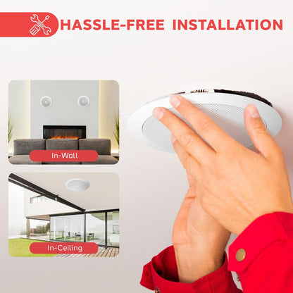 Coppia di altoparlanti da soffitto/parete a incasso da 6.5", 250 W, tweeter in titanio, montaggio a filo