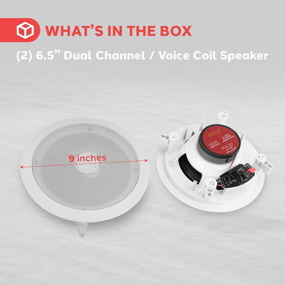 Coppia di altoparlanti da soffitto/parete a incasso da 6.5", 250 W, tweeter in titanio, montaggio a filo