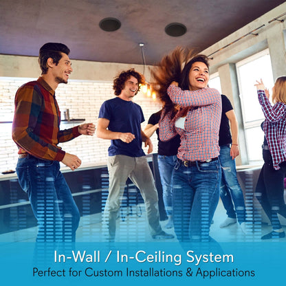 8 Ceiling Speakers Pair Easy Install 250W Flush Mount