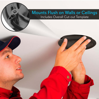 8 Ceiling Speakers Pair Easy Install 250W Flush Mount