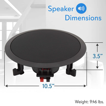 8 Ceiling Speakers Pair Easy Install 250W Flush Mount