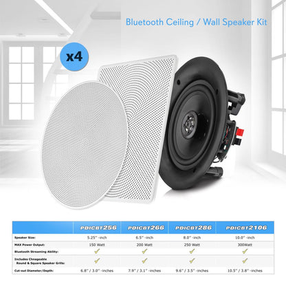 6.5 Bluetooth-plafond-/wandluidsprekers 200W, 2-weg stereogeluid, eenvoudig te installeren