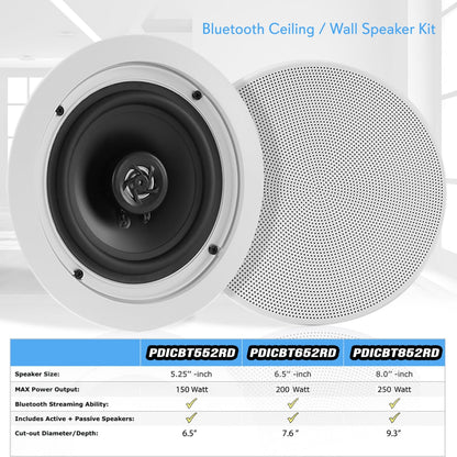 5,25-Zoll-Bluetooth-Decken-/Wandlautsprecher, 150 W, flache Montage, Polypropylenmembran