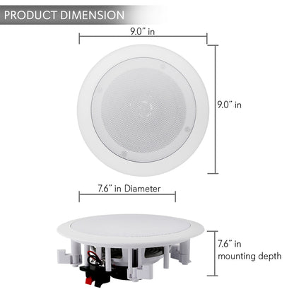 Enceintes Bluetooth de plafond de 6,5 pouces, 200 W, montage affleurant, cône en polypropylène