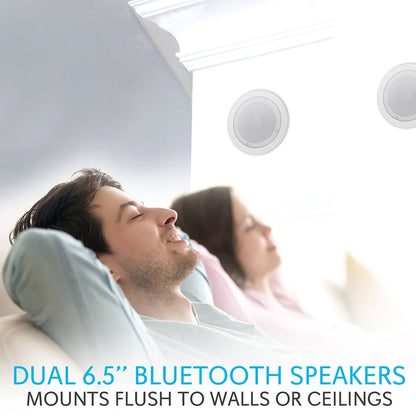 Enceintes Bluetooth de plafond de 6,5 pouces, 200 W, montage affleurant, cône en polypropylène