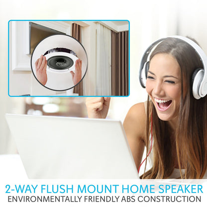 Enceintes Bluetooth de plafond de 6,5 pouces, 200 W, montage affleurant, cône en polypropylène