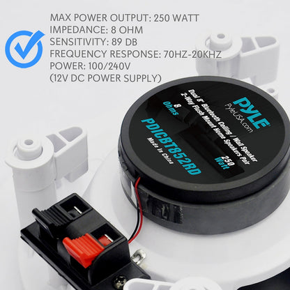 Enceintes Bluetooth de plafond de 6,5 pouces, 200 W, montage affleurant, cône en polypropylène