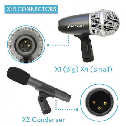 Kit de 7 microfoane pentru tobe, pentru înregistrări precise, cu husă și suporturi