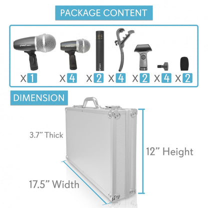 Kit de 7 microfoane pentru tobe, pentru înregistrări precise, cu husă și suporturi