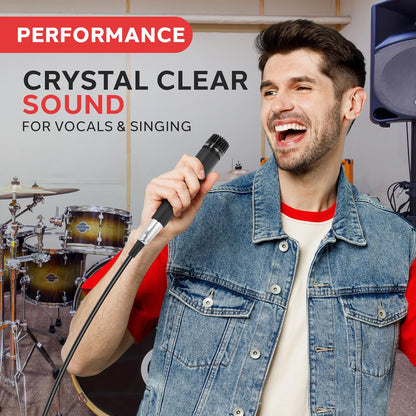 Microphone dynamique à main, haut niveau de sortie, filtre anti-pop intégré, conception robuste