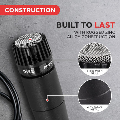 Microphone dynamique à main, haut niveau de sortie, filtre anti-pop intégré, conception robuste