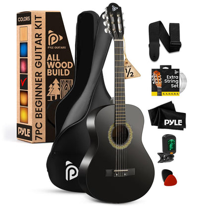 Kit de guitarra acústica para principiantes, tamaño 1/2, totalmente de madera, acabado mate, 34