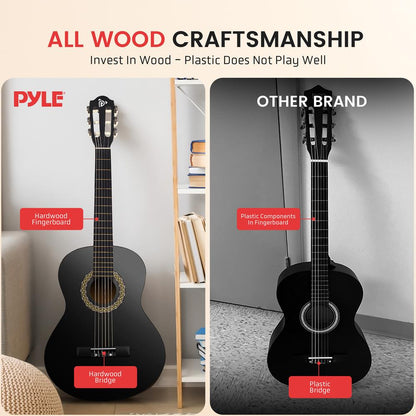 Kit de guitarra acústica para principiantes, tamaño 1/2, totalmente de madera, acabado mate, 34