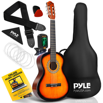 Kit per chitarra acustica, formato 3/4, per principianti, interamente in legno, sunburst