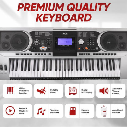 Digital Karaoke Piano 61-Key Portable with Speakers & Case