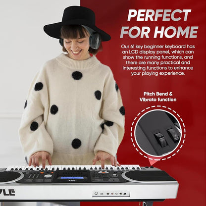 Digital Karaoke Piano 61-Key Portable with Speakers & Case
