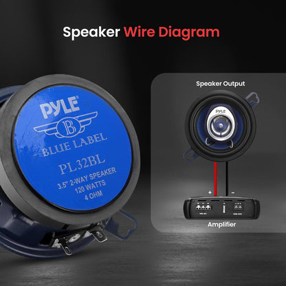 Autóhifi hangszórópár, 120 W, alacsony torzítású kék polipropilén kúppal, 3,5 hüvelykes