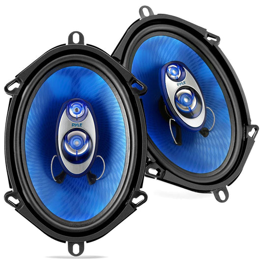 Pár reproduktorů do auta 5x7", 300W, modrý polypropylenový kužel, butylkaučukový závěs