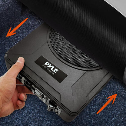 Slim subwooferový systém do auta 8", 600W – vestavěný zesilovač, instalace pod sedadlo
