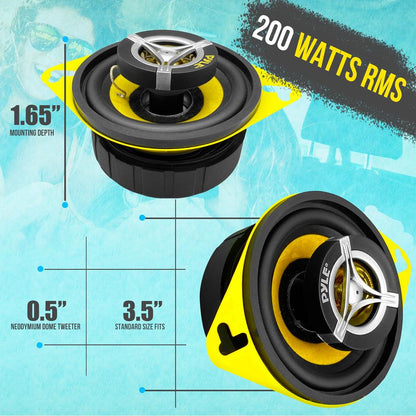 Système de haut-parleurs pour voiture 120 W, 3,5 pouces, cône jaune, 4 ohms, aimant de 20 oz