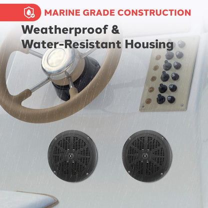 6.5 dobbelte marinhøjttalere, vandtætte, 120W, polypropylenmembran