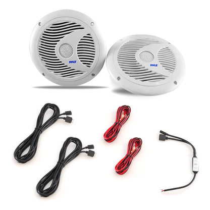 6,5-Zoll-Marine-Lautsprecher, wasserdicht, 150 W, LED-Beleuchtung, weiß