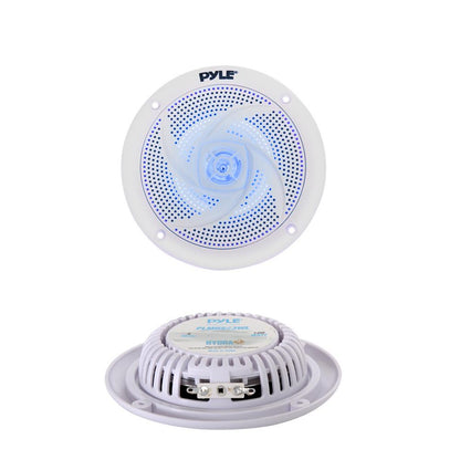 Altoparlanti nautici impermeabili da 100 W con luci LED, bianchi, a basso profilo