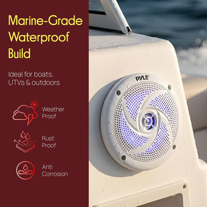 Vodotěsné reproduktory Marine 180W s LED osvětlením, nízkoprofilové, 5.25, pár