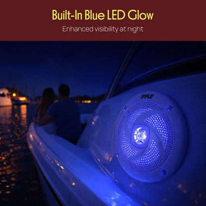 Vodotěsné reproduktory Marine 180W s LED osvětlením, nízkoprofilové, 5.25, pár