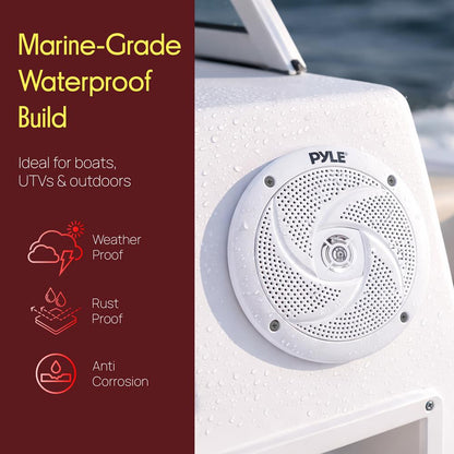 Marinehøjttalere 180W, vandtætte, 5.25", lav profil, hvid