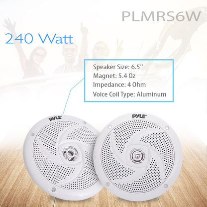 Reproduktory Marine 240W, vodotěsné, 6.5, nízkoprofilové, štíhlé provedení, bílé