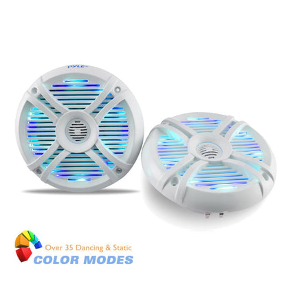 6.5" vandtætte marinehøjttalere 250W med LED-lys, hvid
